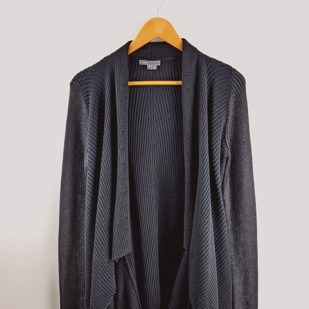 Vince Black Knit Waxed Cardigan
